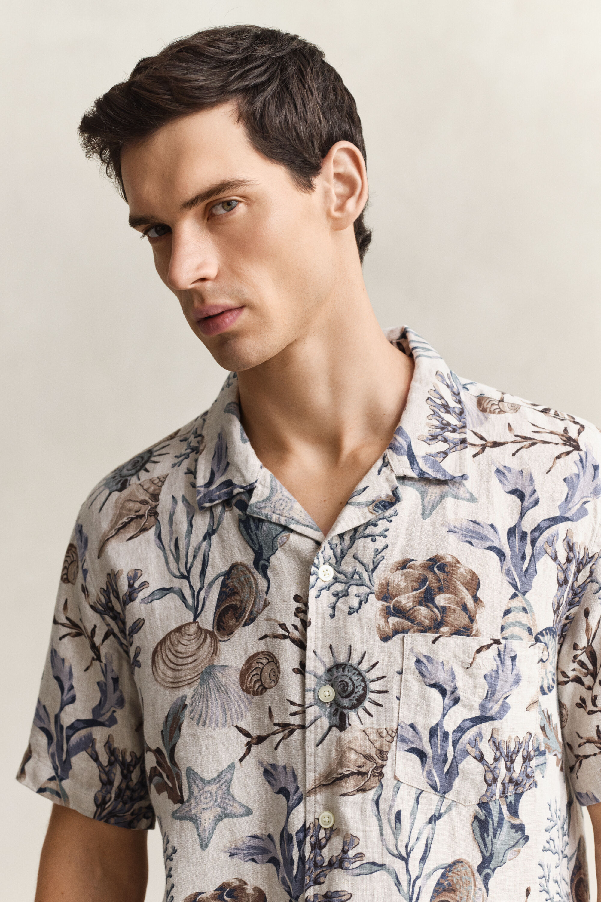 Camisa de lino estampada