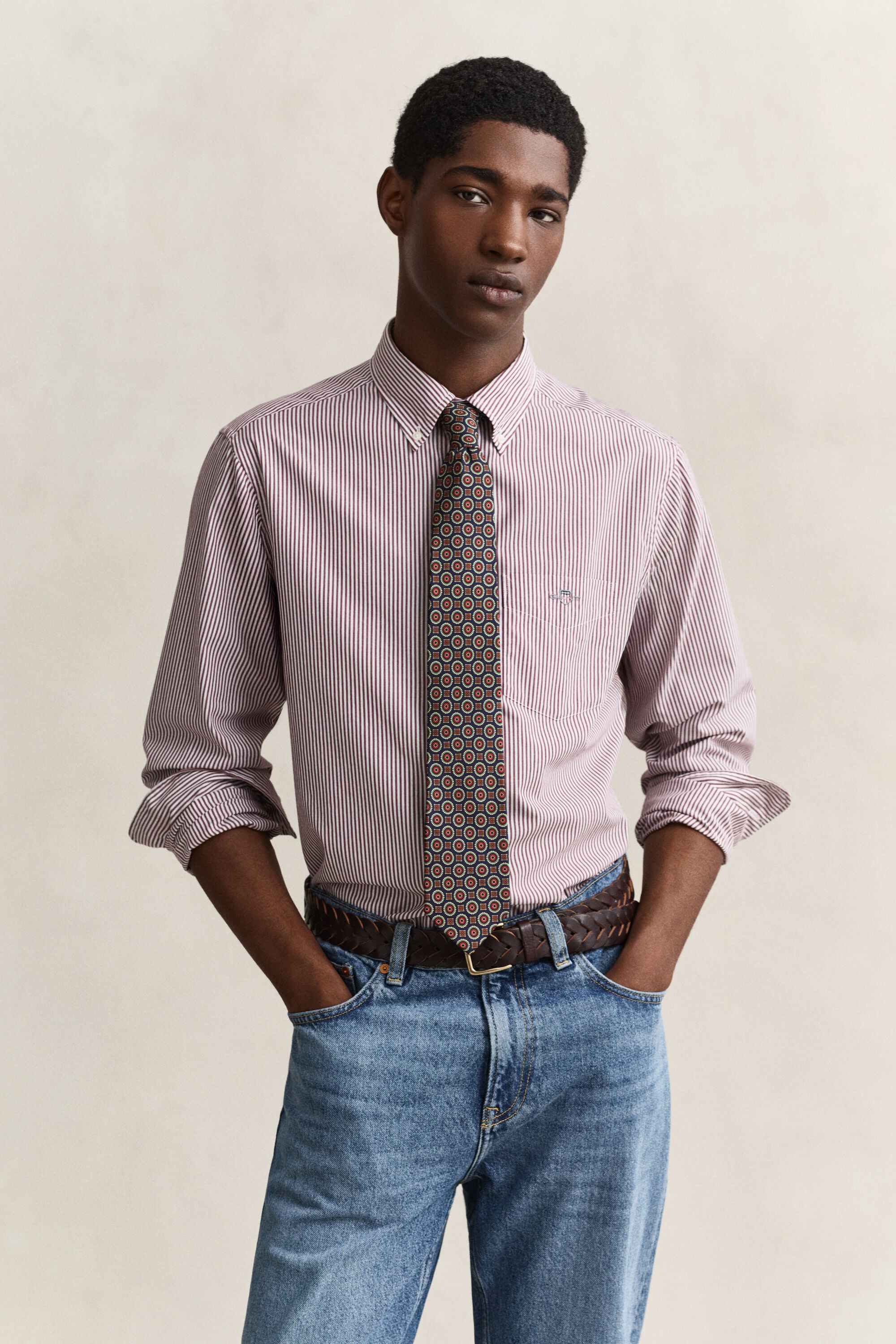 Camisa de popelina Regular Fit clásica de rayas