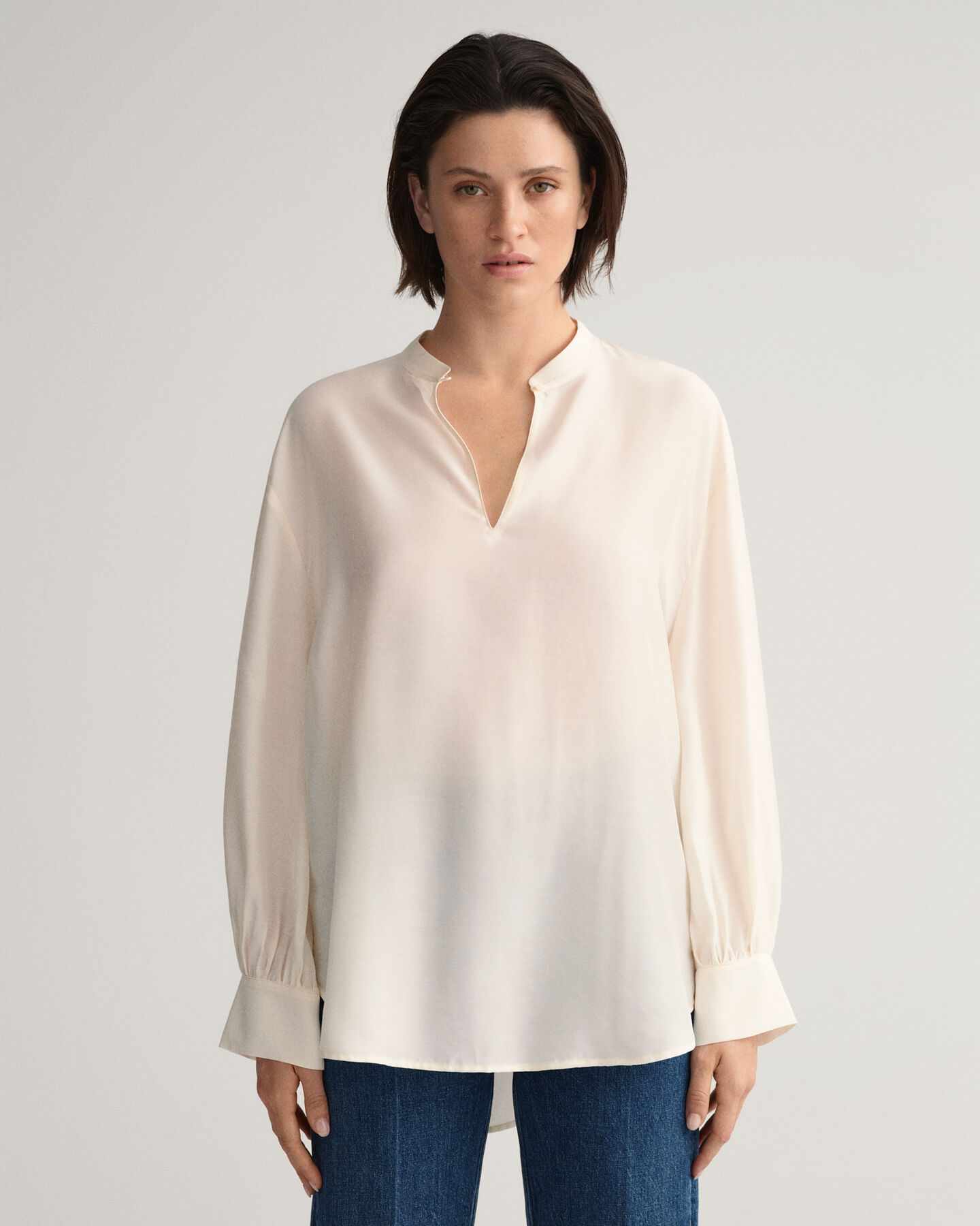 Blusa Popover de seda y lyocell