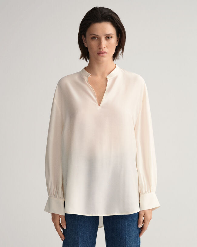 Blusa Popover de seda y lyocell