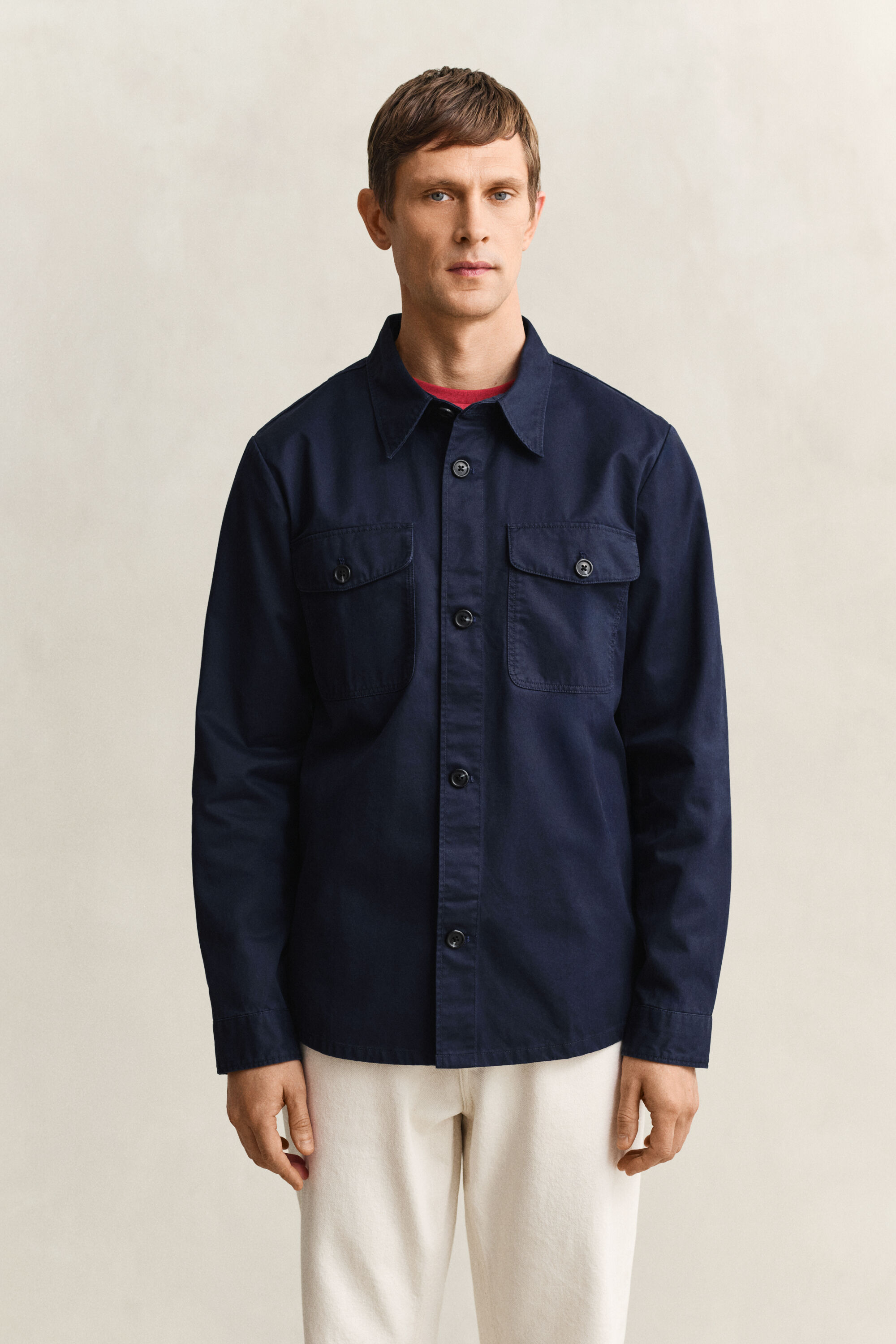 Sobrecamisa en sarga de algodón