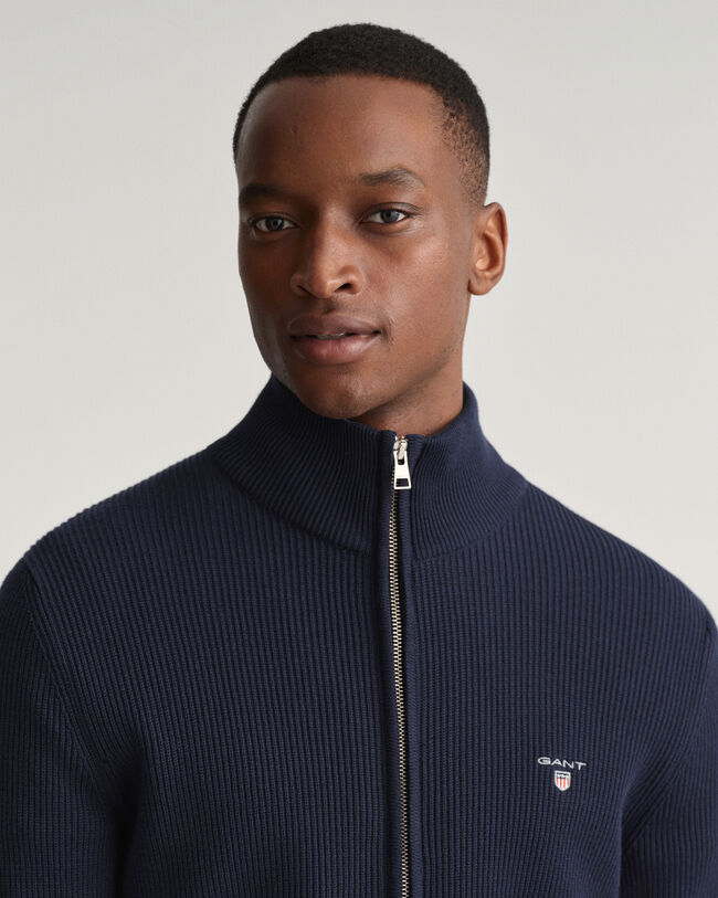 Jersey acanalado con cremallera completa Texture