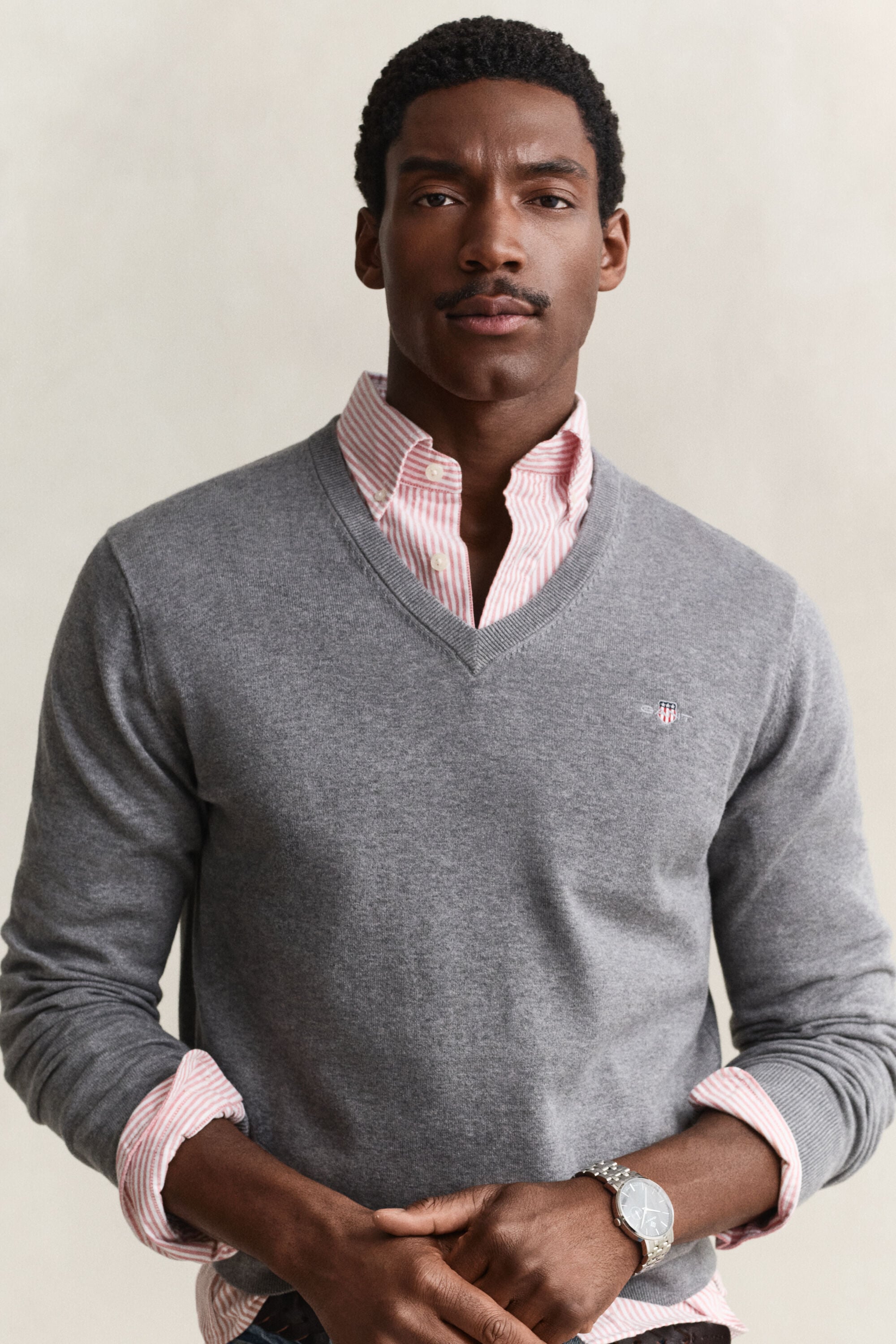 Jersey de algodón con cuello de pico