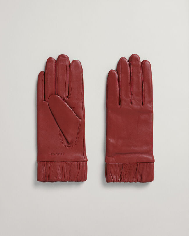 Guantes de piel con fruncido en el pu&ntilde;o