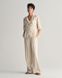 Camisa Relaxed Fit de manga corta en lino Palm Print