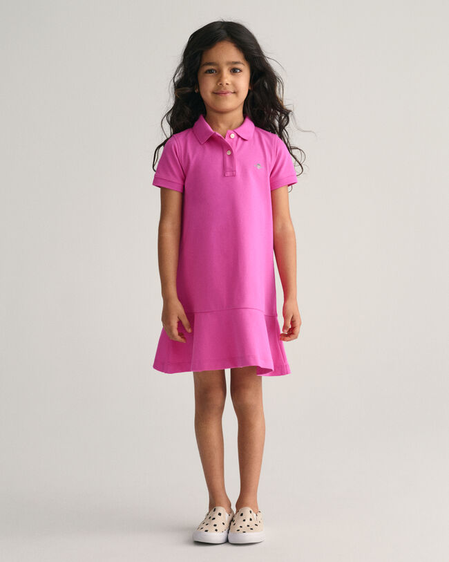 Vestido de piqu&eacute; y manga corta Flounce Girls