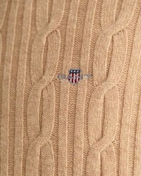 Jersey de cuello redondo y punto de ochos en lana de oveja