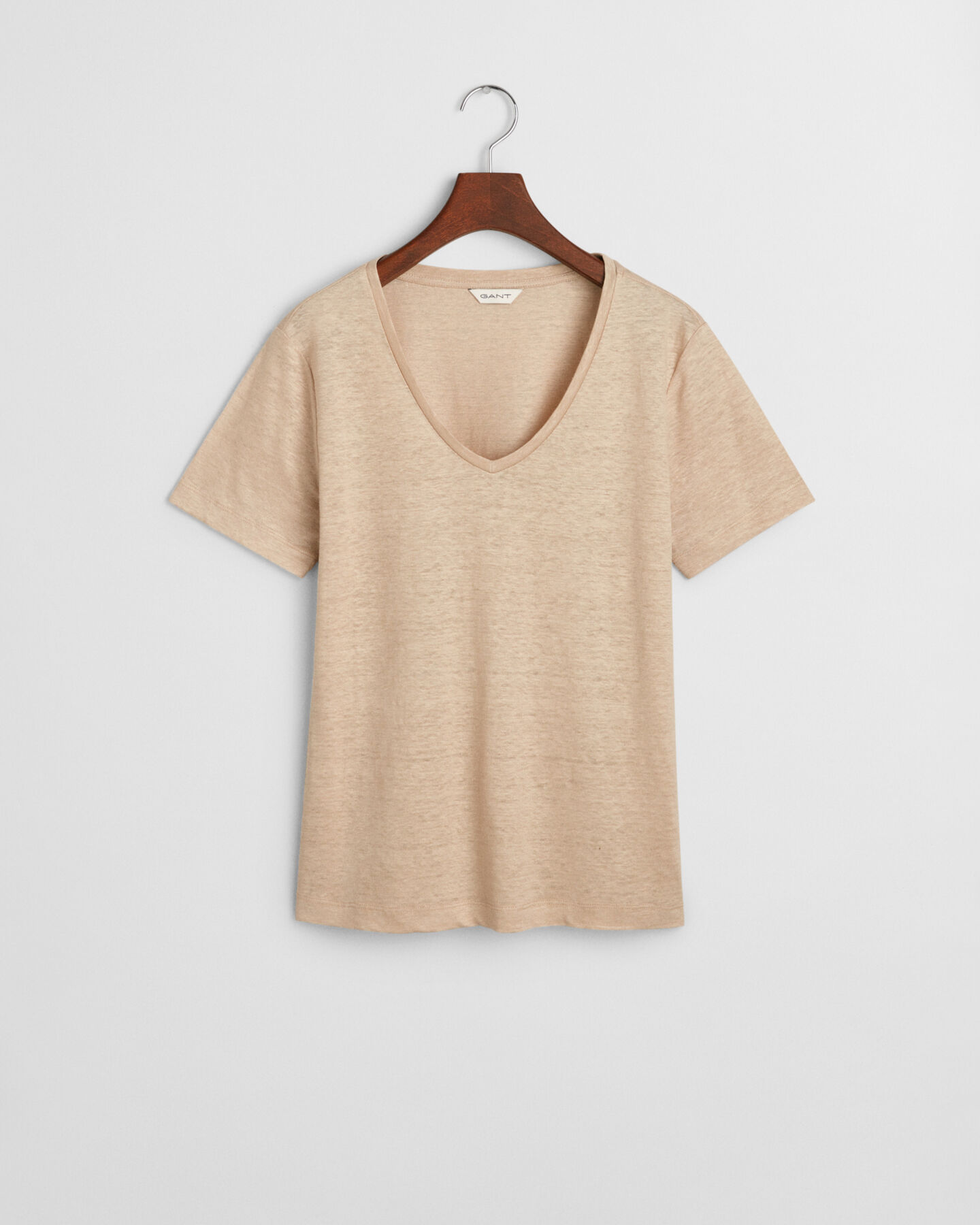 Camiseta de cuello de pico de lino