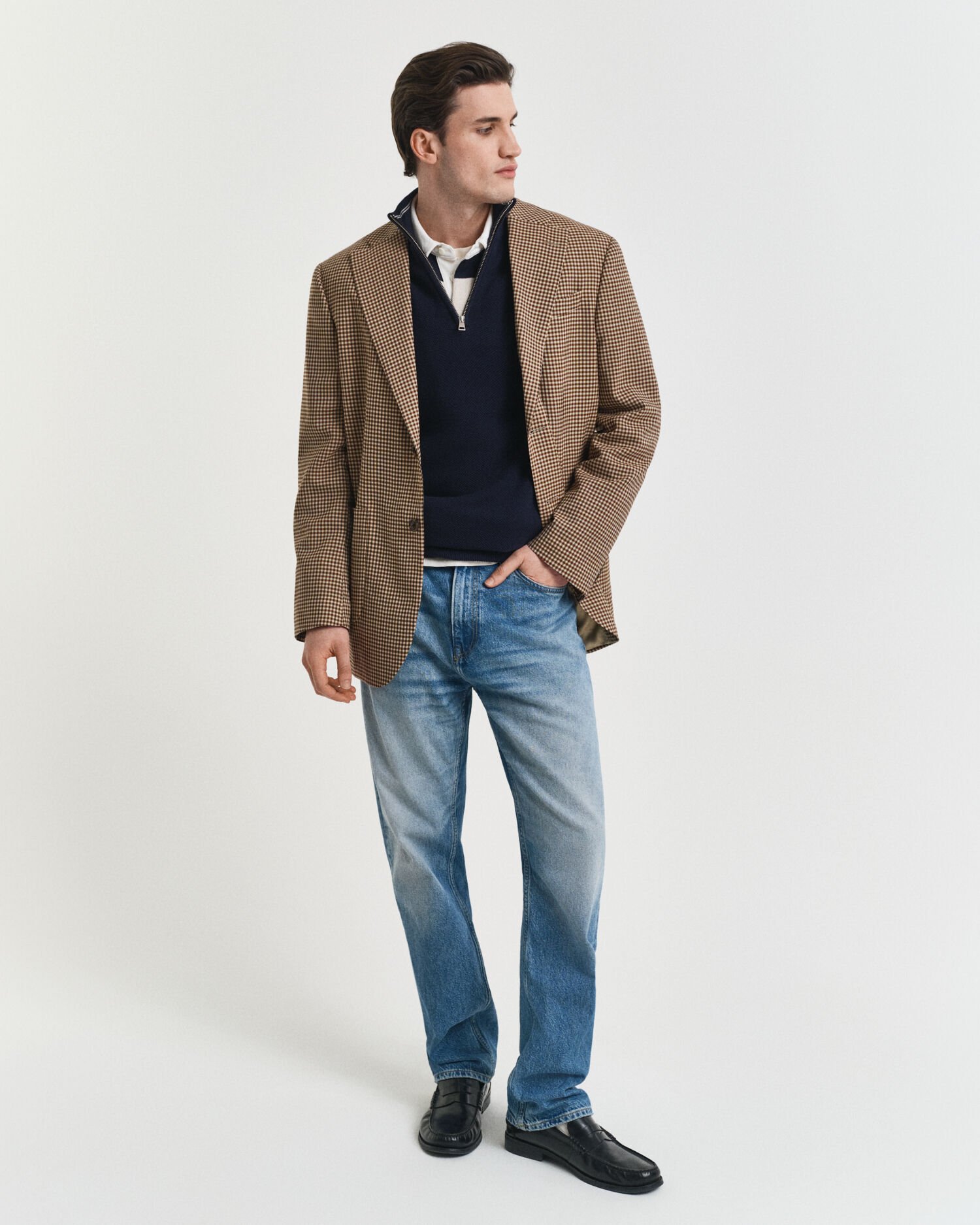 Jersey de piqué de algodón con media cremallera