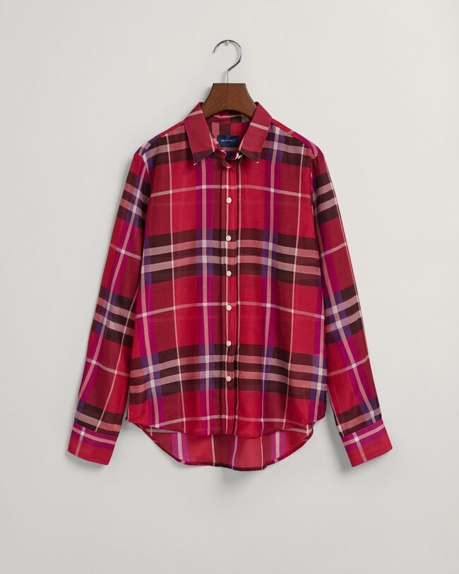 Camisa Regular Fit de seda a cuadros