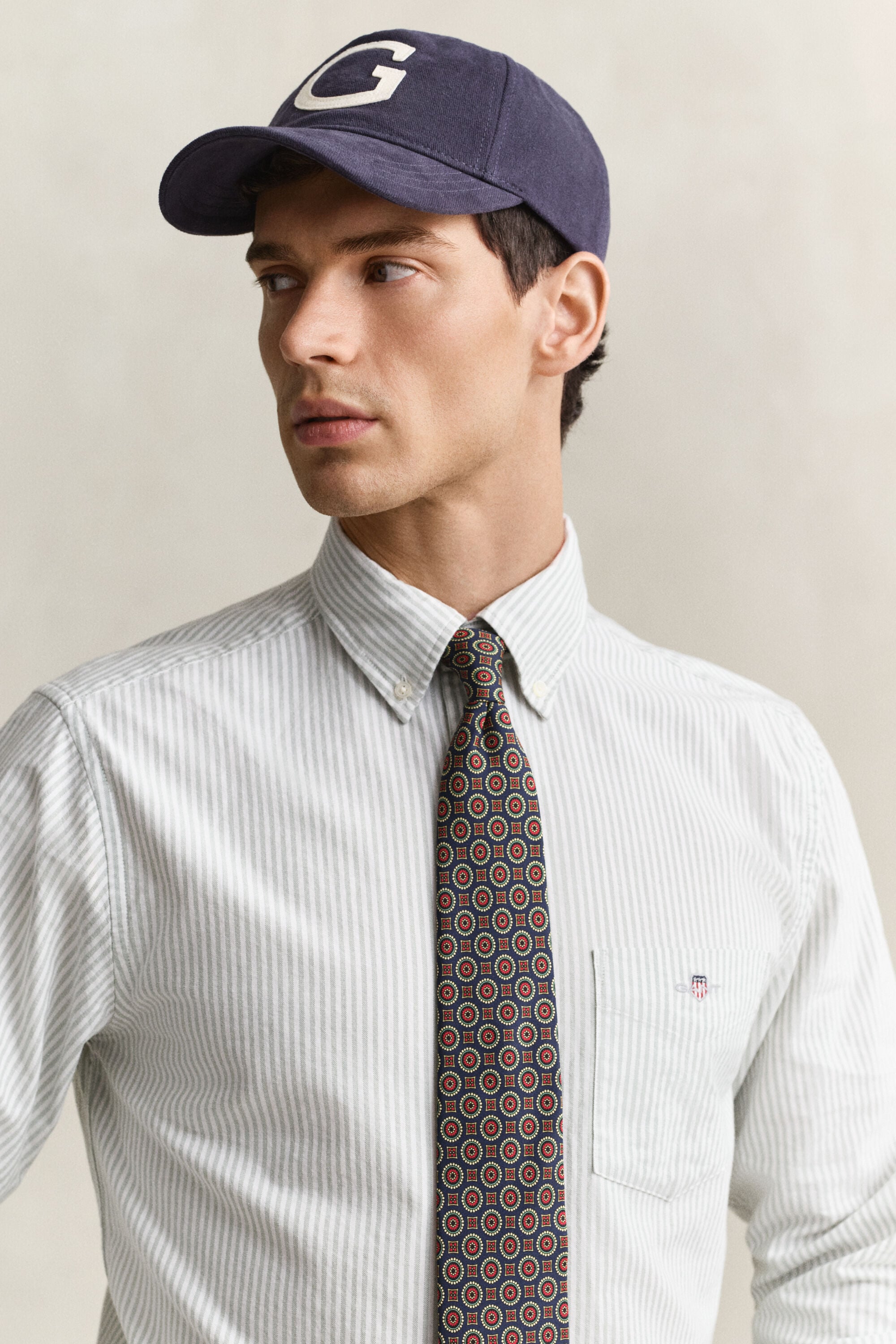 Camisa Oxford clásica de rayas finas