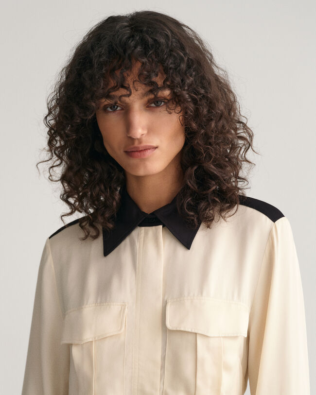 Vestido camisero con bloques de color