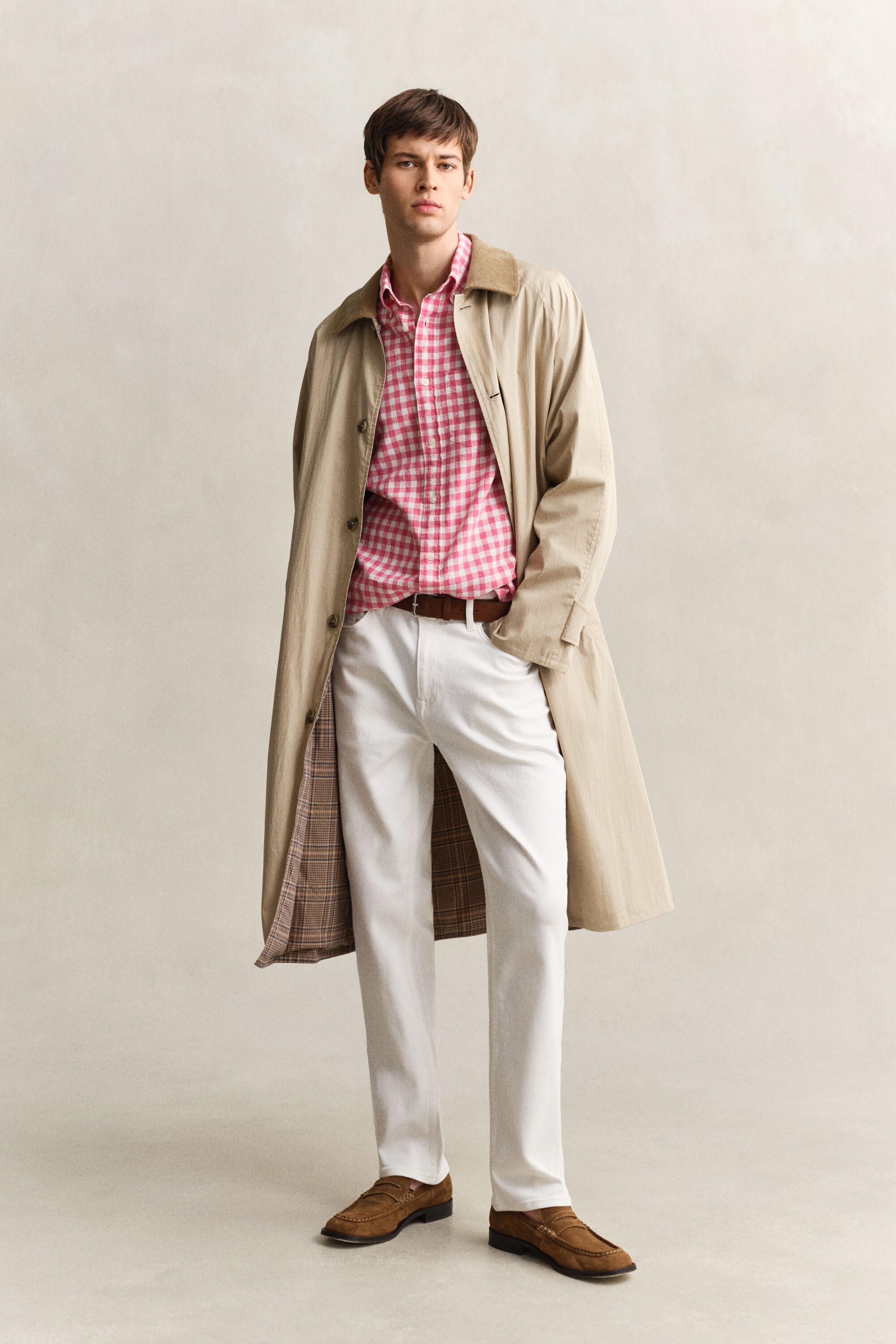 Camisa de mezcla de lino a cuadros Vichy