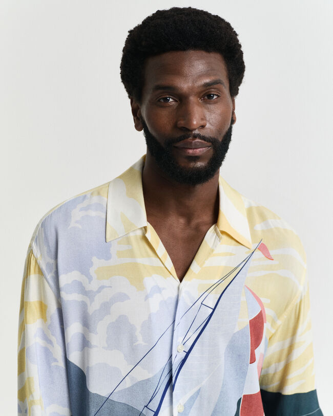 Camisa Relaxed Fit Sailing Scene de manga corta