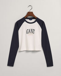 Top corto de manga larga en contraste Teen Girls