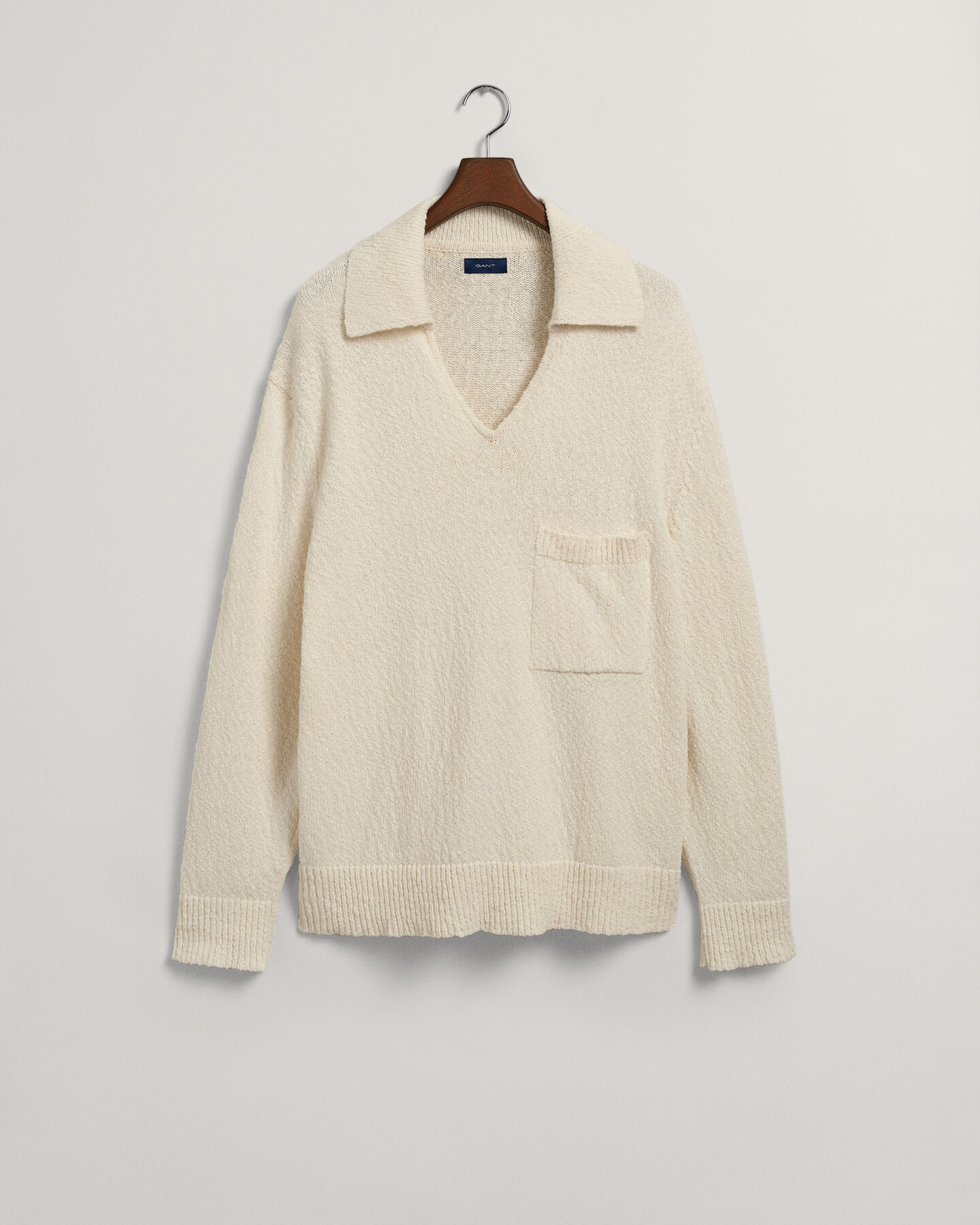 Jersey tipo polo flameado en algod&oacute;n y lino