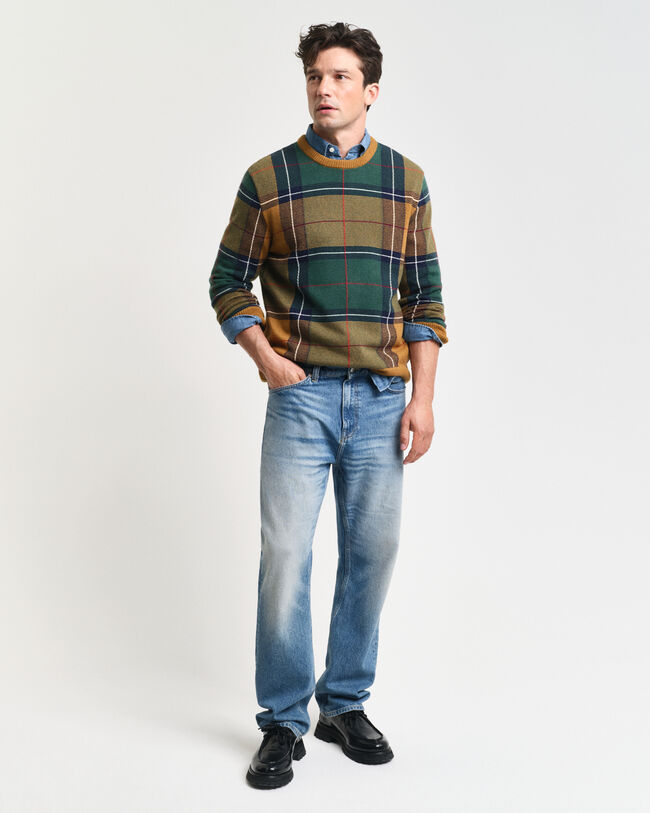 Jersey de cuello redondo a cuadros