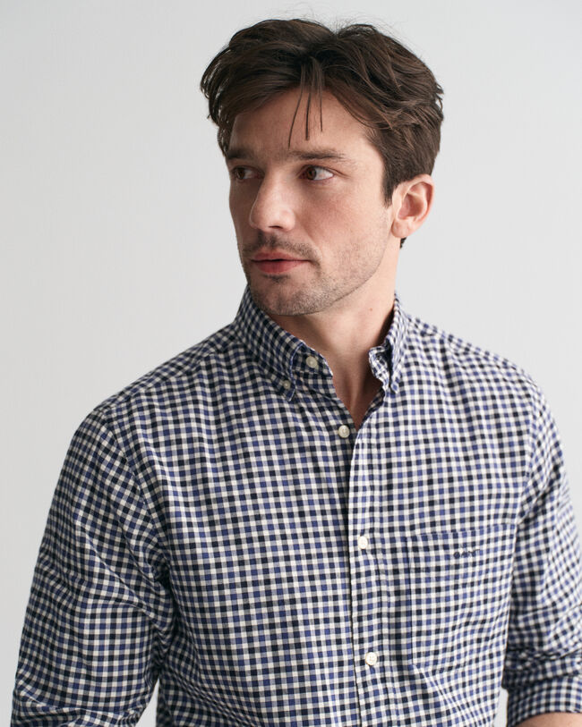 Camisa Regular Fit de sarga ligera a cuadros Vichy