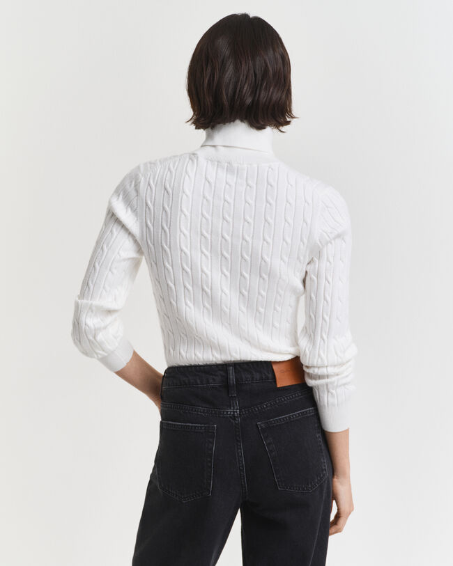 Jersey de punto de ochos en algodón elástico con cuello de cisne