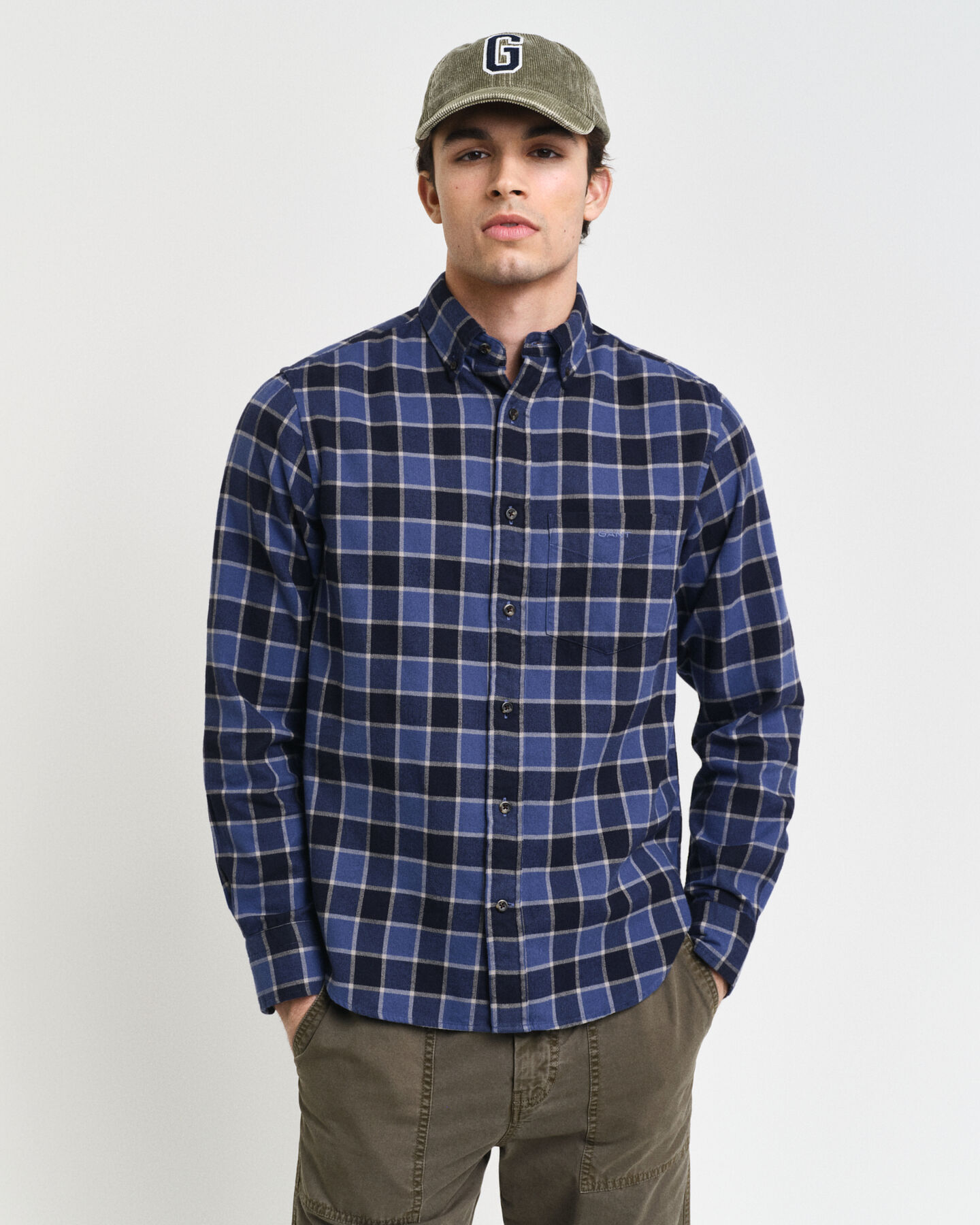 Camisa Regular Fit a cuadros con diseño de espiga