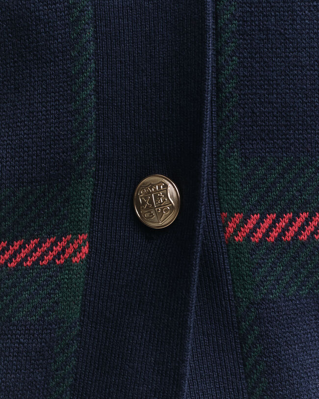 Cárdigan con cuello de pico y cuadros