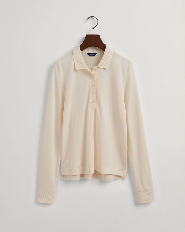 Polo de piqu&eacute; de manga larga Detail Collar