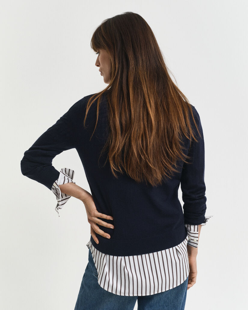 Jersey de lana merino extrafina con cuello de pico