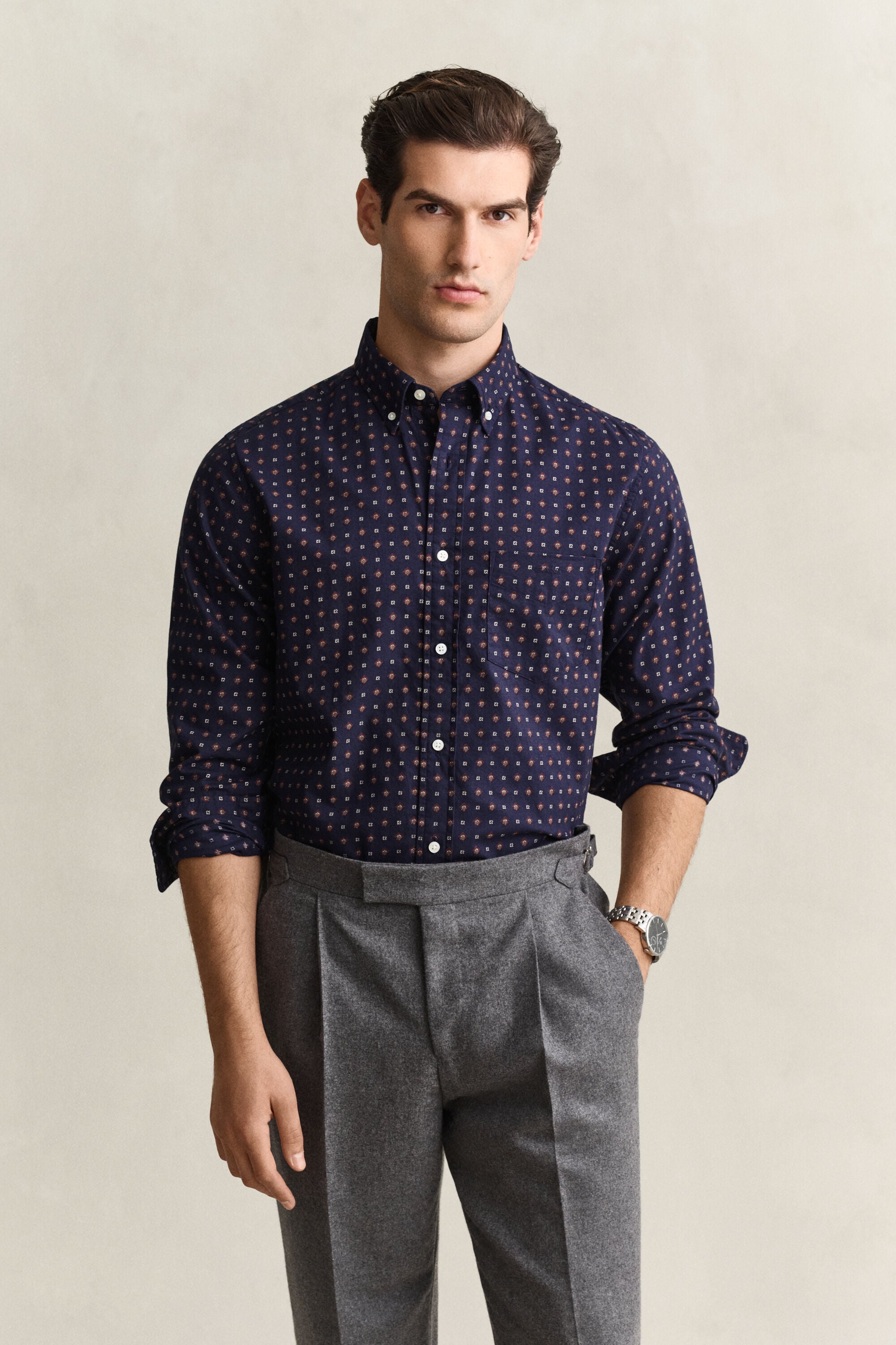Camisa de sarga con estampado de cachemir