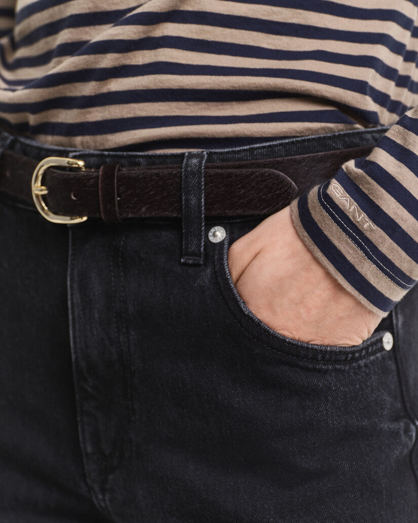 Top ligero de algodón a rayas con cuello de cisne