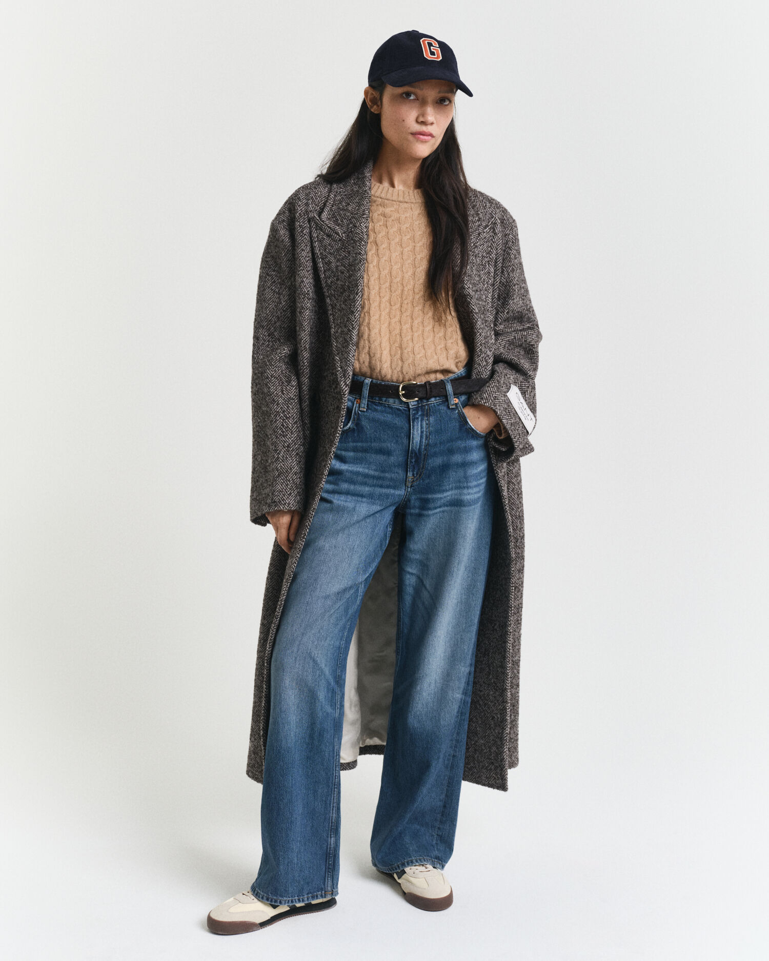 Jersey de cuello redondo en punto de ochos de cachemir