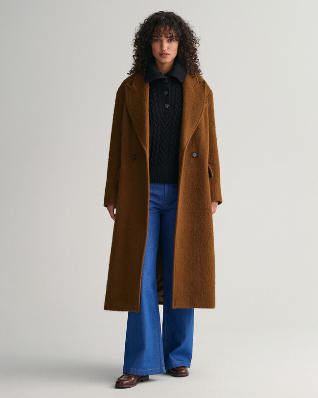 Jersey de punto de ochos con cuello de cisne abotonado