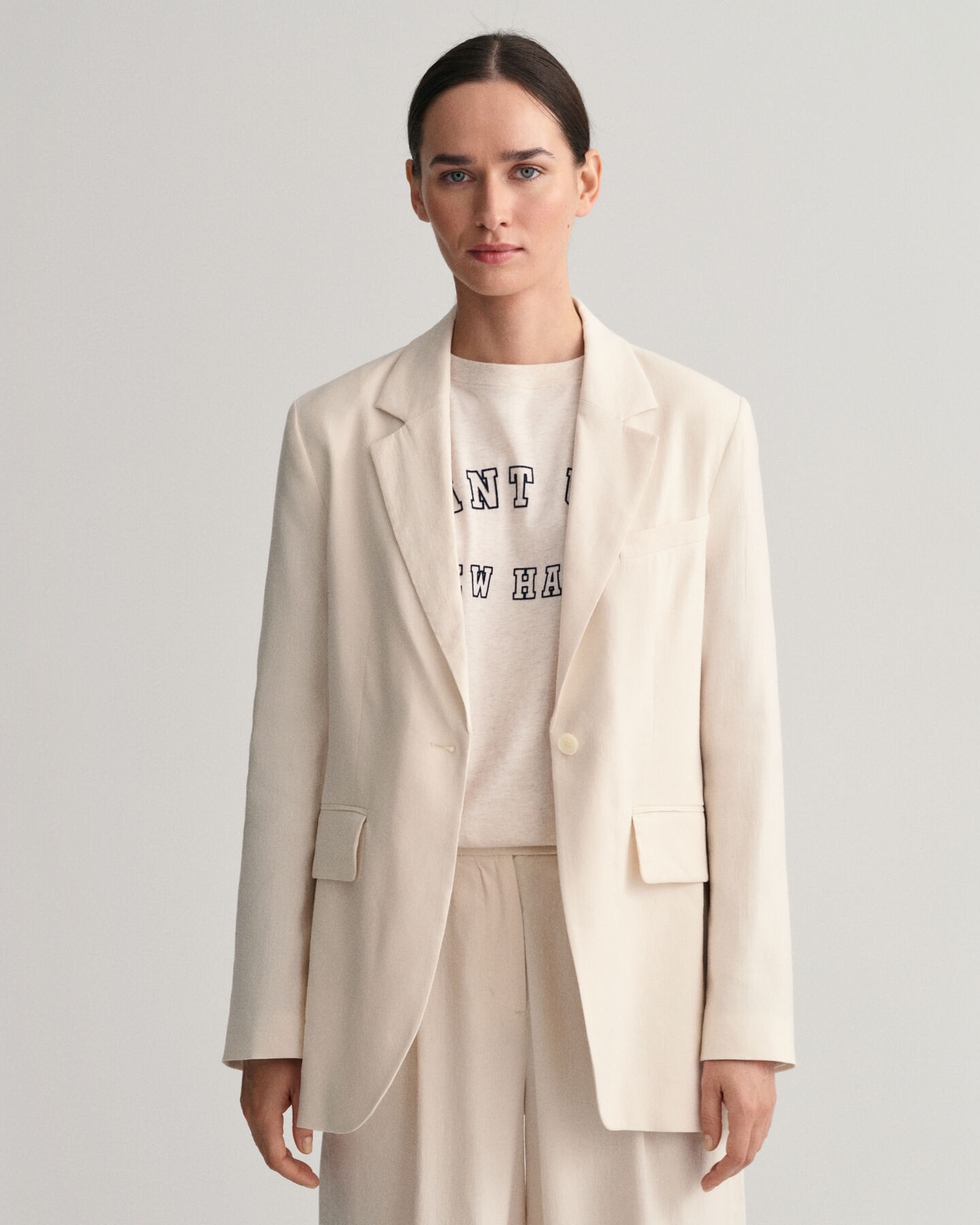 Americana Regular Fit de lino elástico