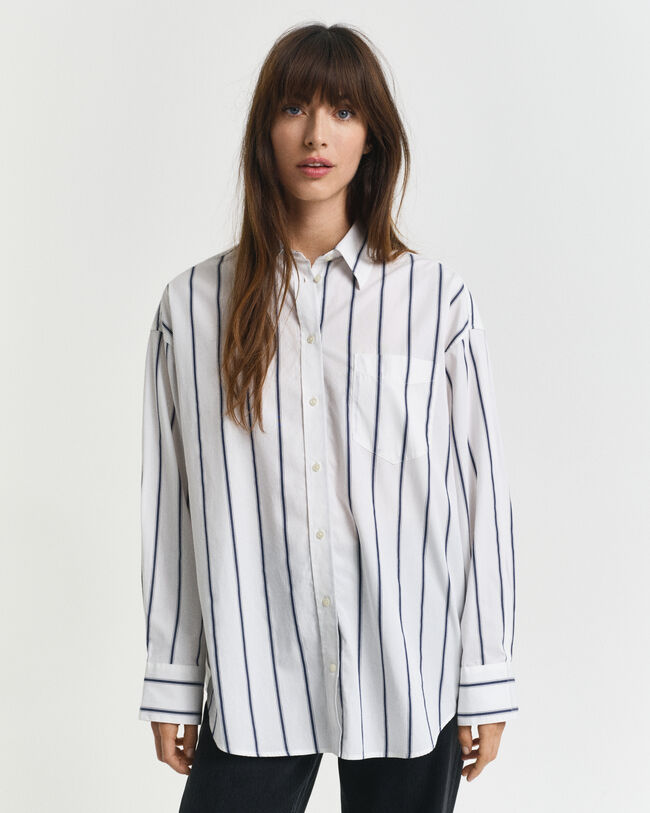 Camisa de popelina clásica a rayas oversize