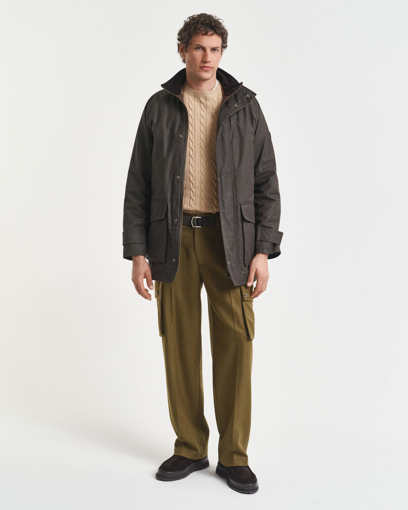 Jersey de cuello redondo y punto de ochos en algodón