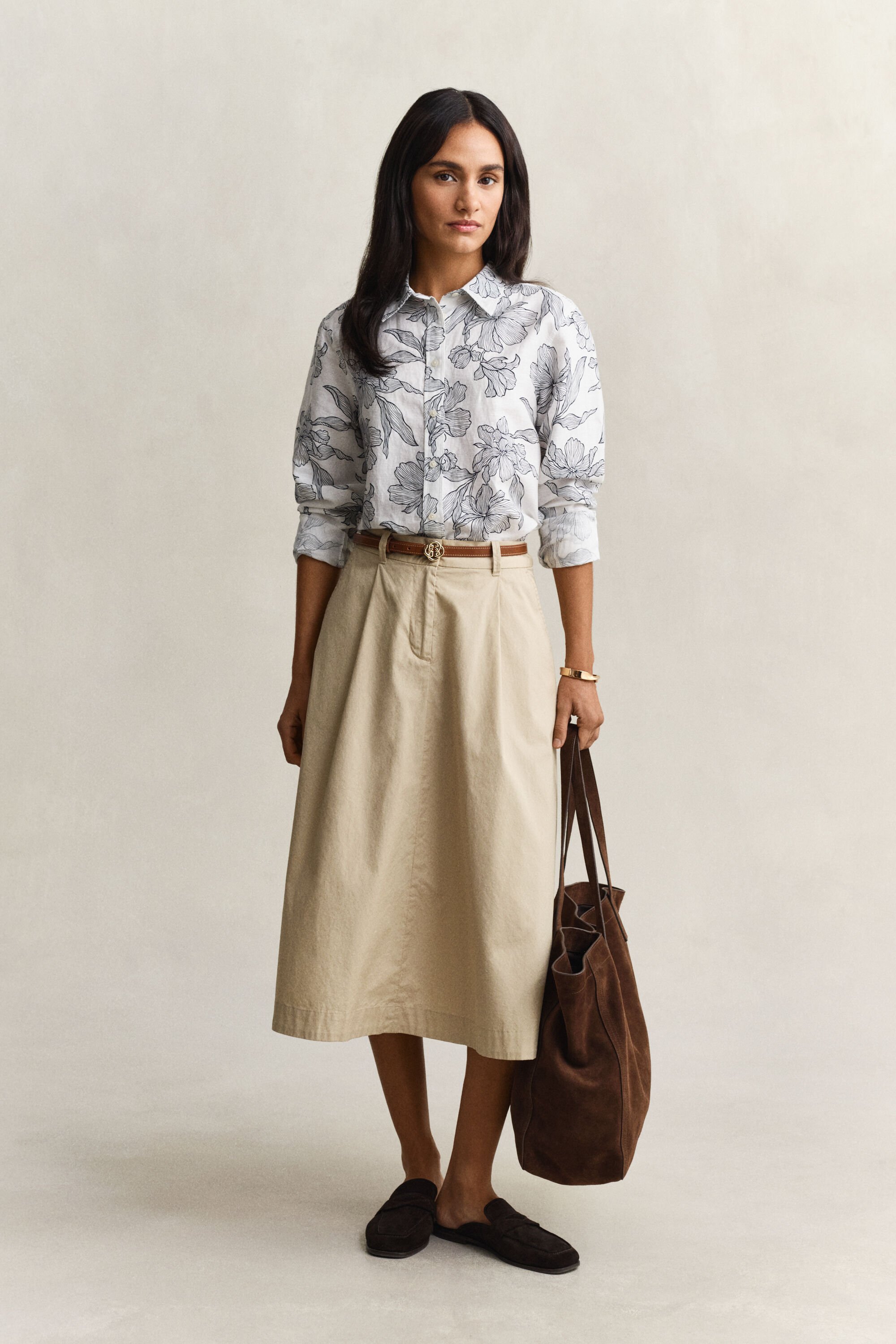 Camisa de lino de flores