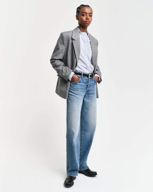 Camisa de rayas con detalle de volantes Regular Fit