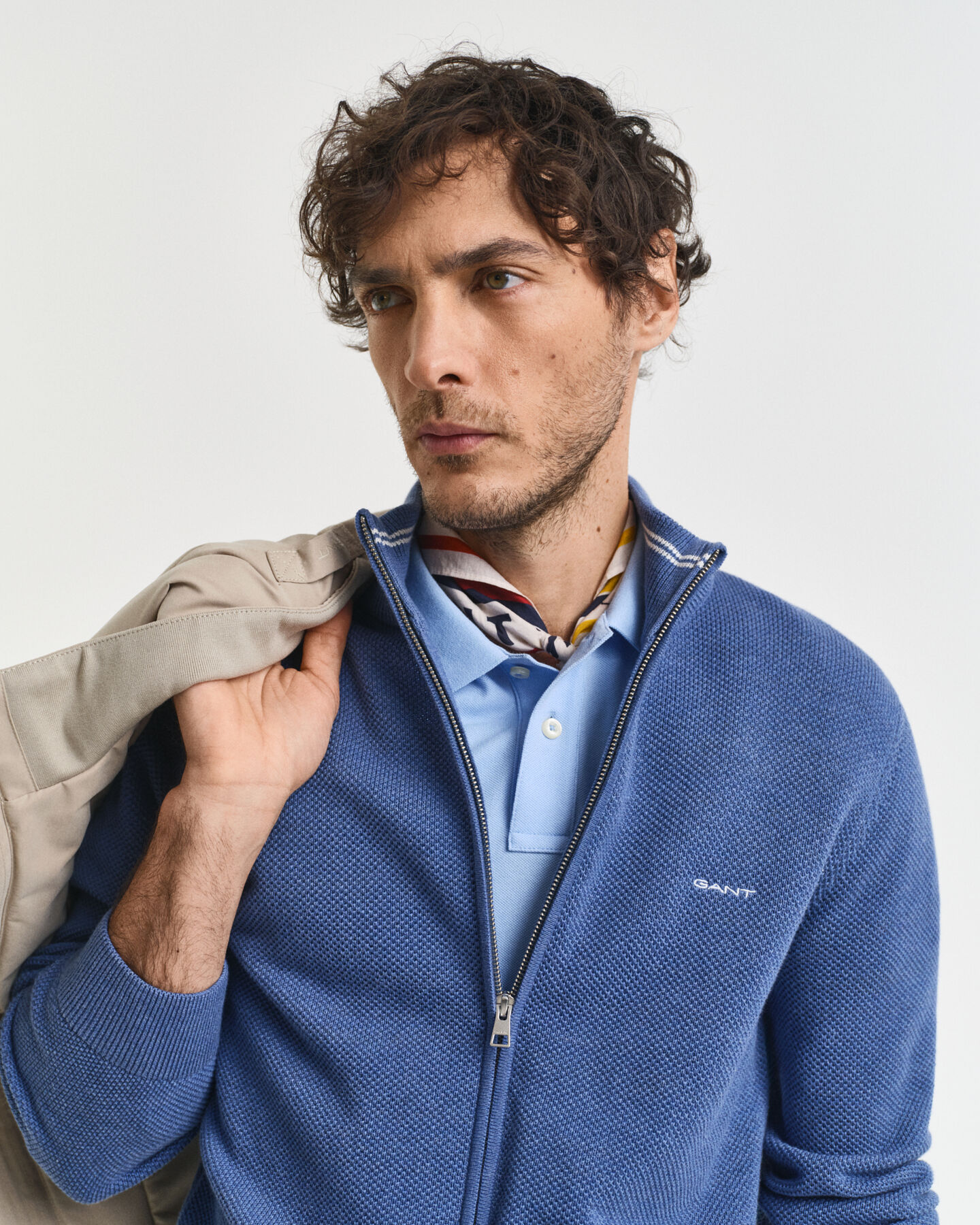 Cárdigan en piqué de algodón con cremallera