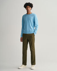 Jersey de cuello redondo de algodón y lino