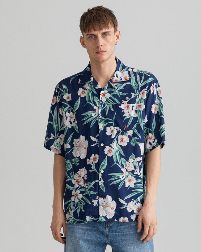 Camisa Relaxed Fit Pure Prep de lyocell, manga corta y estampado de flores