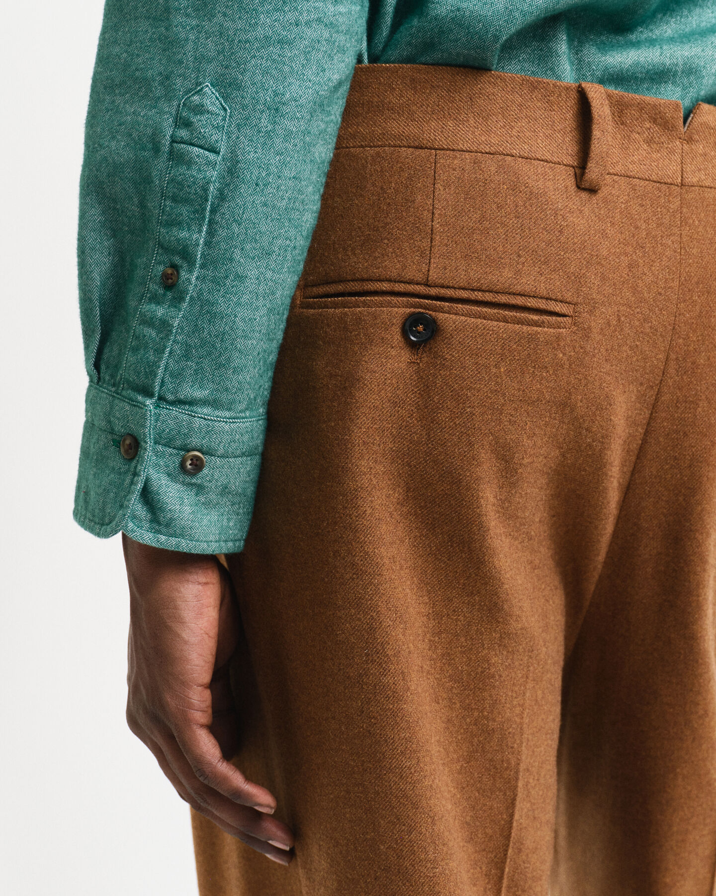 Camisa de franela Regular Fit con dise&ntilde;o de espiga