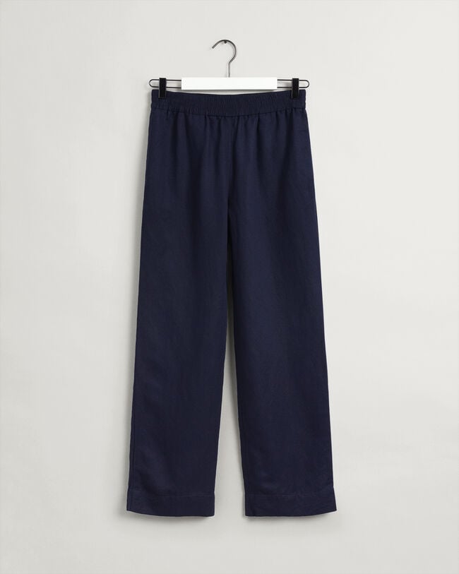Pantalones de lino y viscosa con cinturilla elástica