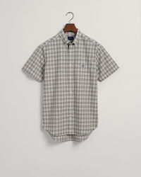 Camisa Regular Fit de manga corta en popelina con microestampado de cuadros