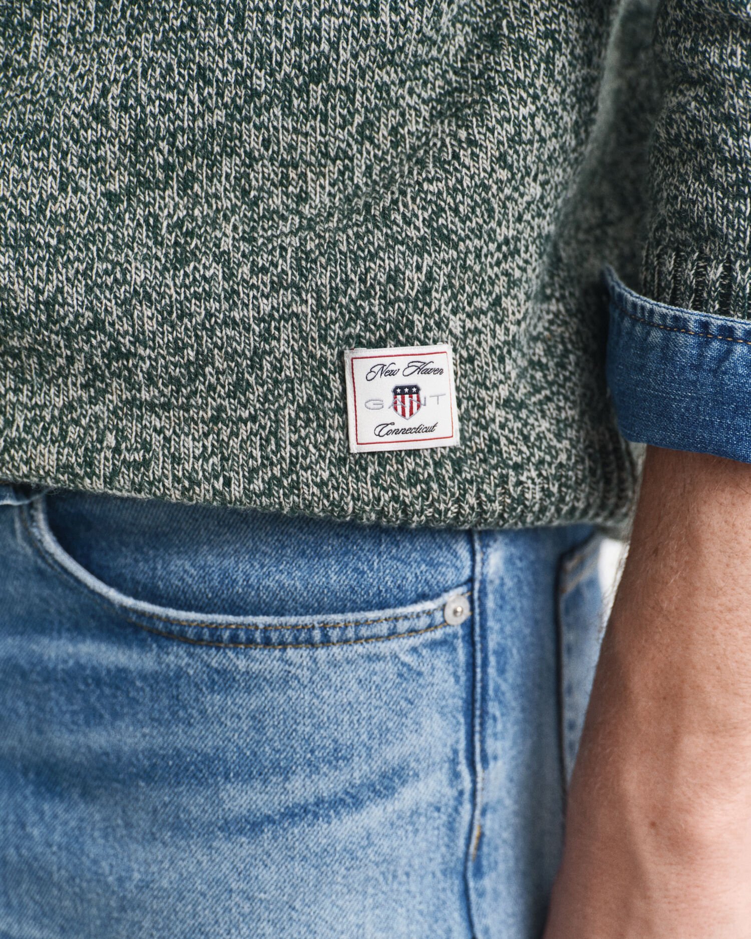 Jersey de cuello redondo en mouliné de mezcla de lana