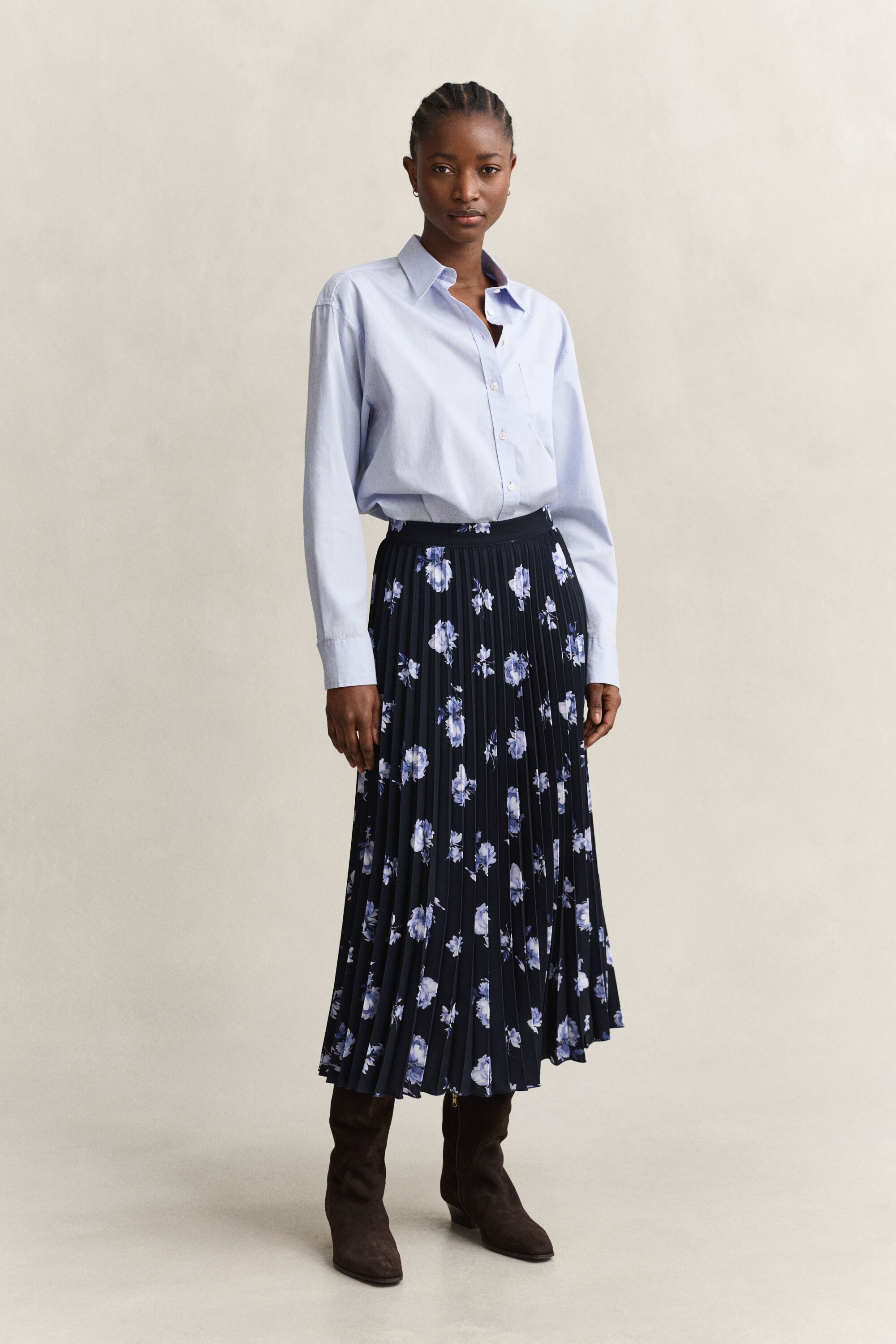 Falda plisada con estampado floral
