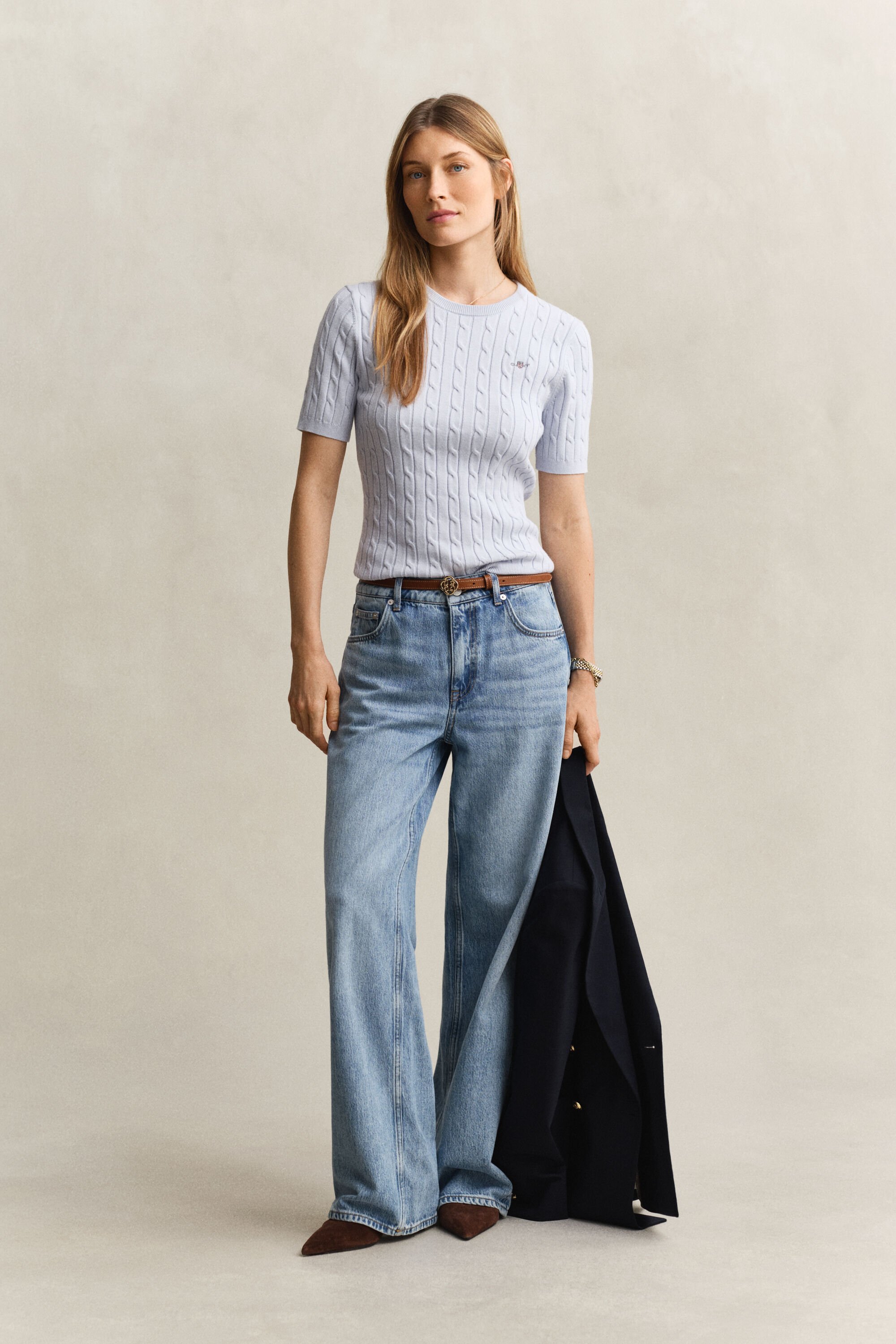 Jersey de punto de ochos y manga corta