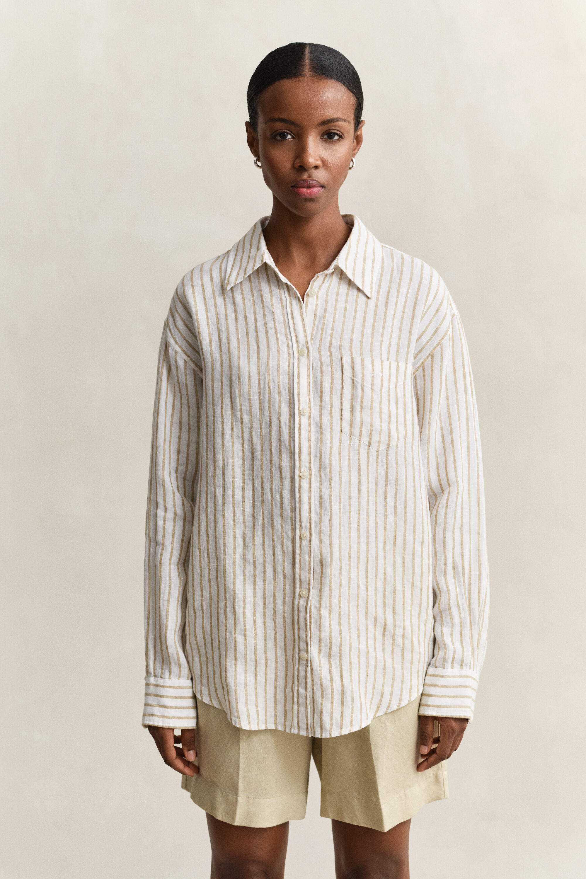 Camisa Relaxed Fit de lino a rayas