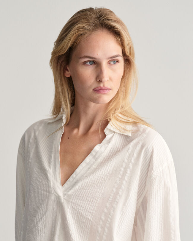 Camisa Relaxed Fit a rayas Seersucker Popover