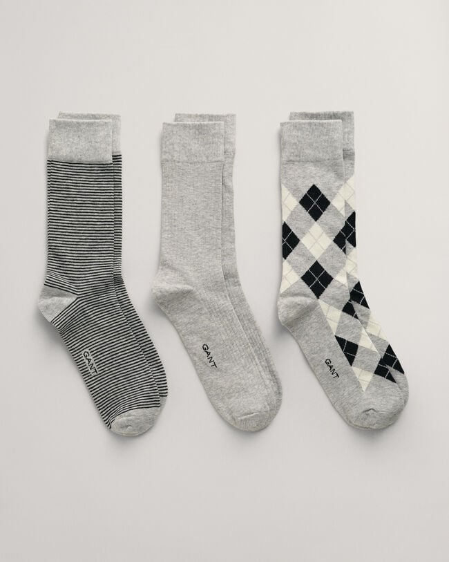 Paquete de tres pares de calcetines Argyle