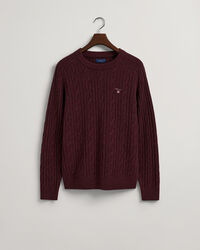 Jersey de cuello redondo y punto de ochos en lana de oveja