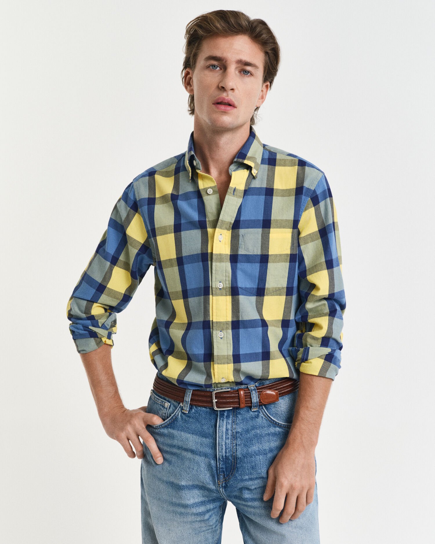 Camisa Relaxed Fit de sarga a cuadros